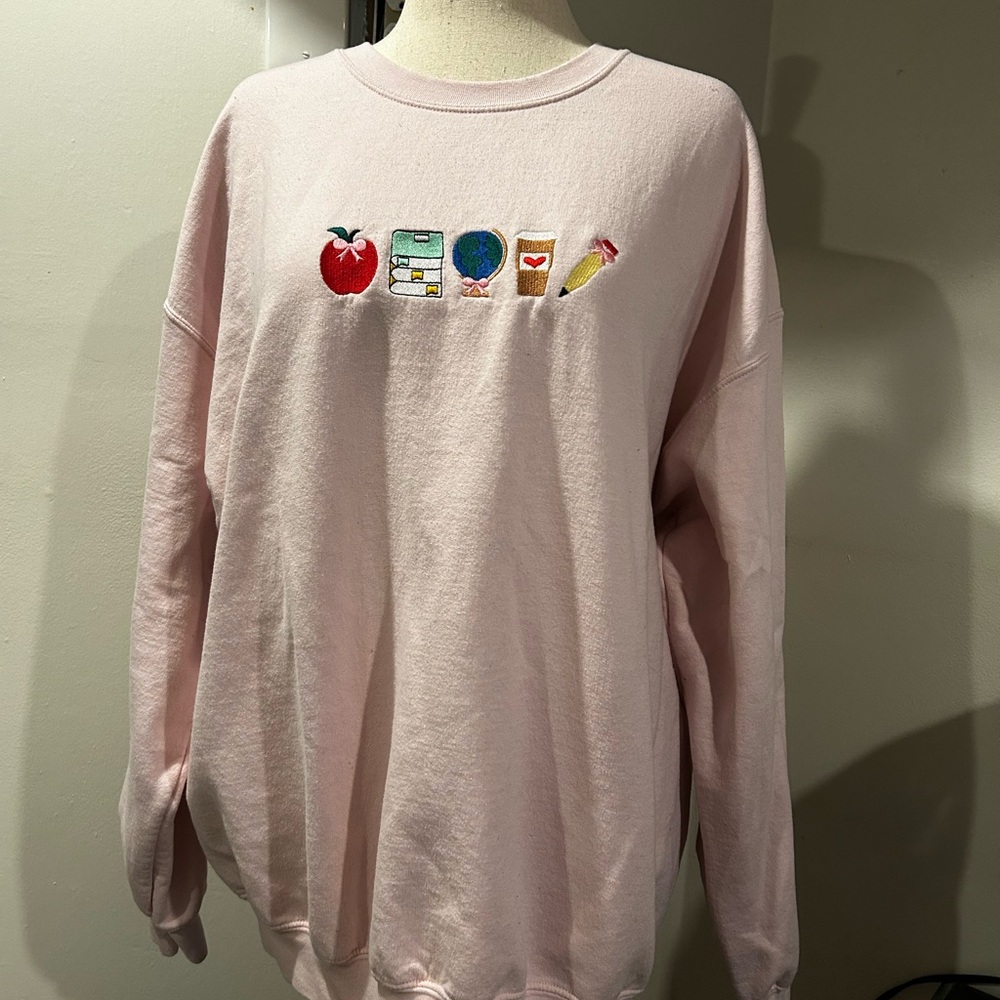 Pink Teacher Graphic Sweatshirt